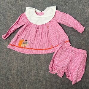 Stitchy Fish Toddler Size 3T Pumpkin Spice Proper Applique Bloomer Set